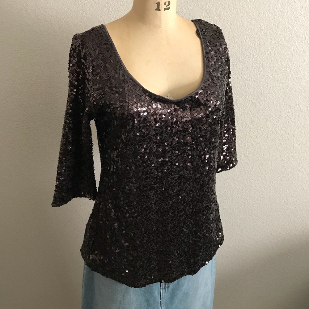 Banana Republic Chocolate Brown Sequin Top